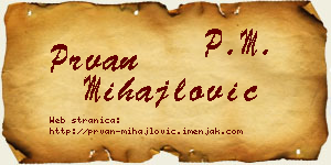 Prvan Mihajlović vizit kartica